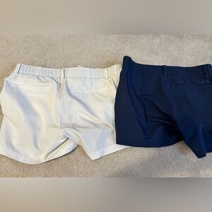 2 Pair of Women Size 8 Under Armour Golf Shorts (White and Navy Blue)